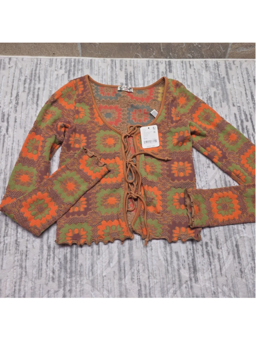 Free People Intimately Women's Orange Free For All Cardi Sz XS New
